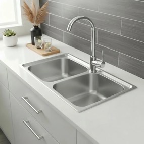 Nago szögletes két medencés rozsdamentes mosogató