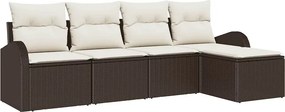 vidaXL Kerti Kanapé Szett 5 pcs Barna polirattan