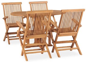 vidaXL 5 részes kültéri összecsukható tömör tíkfa étkezőgarnitúra