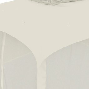 krémszínű acél dupla tetős pavilon hálós falakkal 3,93 x 2,93 m