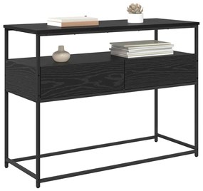 vidaXL Konzolasztal fiókkal Fekete tölgy 100 x 40 x 75 cm Faanyag