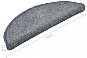 15 db világosszürke és kék lépcsőszőnyeg 56 x 17 x 3 cm