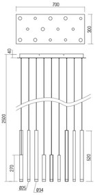 Redo 01-2054 - LED Csillár zsinóron MADISON 14xLED/4W/230V arany