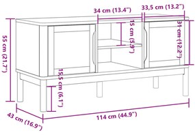 FLORO viaszbarna tömör fenyőfa TV-szekrény 114 x 43 x 55 cm