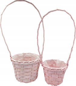 2 db-os Fonott Kosár Szett Rózsaszín 54cm Virágtartó Dekoráció