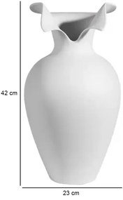 Fehér kerámiaváza 41,5x23 cm