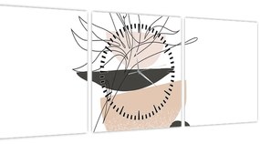 Kép - Vonal művészeti virágok N⁰1 (órával) (90x30 cm)
