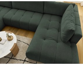 Zöld kinyitható-tárolóhelyes sarokkanapé (jobb oldali-U alakú) Fuji – Bobochic Paris