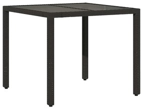 vidaXL 3 részes fekete polyrattan kerti bisztrógarnitúra párnákkal