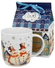 Karácsonyi hóemberes porcelán bögre házikó díszcsomagolásban Snowman