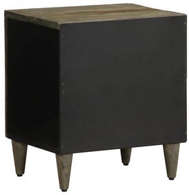 2 db világosszürke tömör mangófa éjjeliszekrény 40 x 33 x 46 cm