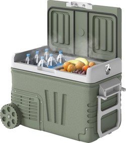 Outsunny 33 Literes Kompresszor Hűtőláda Elektromos Mini Hűtő -20°C-ig Terjedő Hűtőláda LED Görgethető Hűtőfunkcióval Csendes Fagyasztó Láda Thermobox