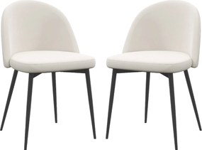 HOMCOM 2 db-os étkezőszék készlet skandináv konyhai szék, bársonyos kárpitozás, meredeken futó fém lábakkal, nappaliba és étkezőbe, krém | Aosom