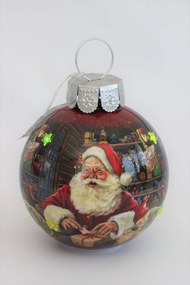 Piros karácsonyi gömb Mikulással LED 40cm