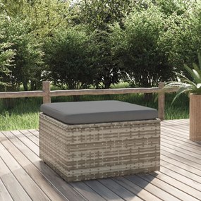 Szürke polyrattan kerti lábtartó párnával 55 x 55 x 30 cm