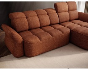 Terrakotta színű bársony kinyitható-tárolóhelyes sarokkanapé (jobb oldali-heverő résszel) Beneth – ELTAP