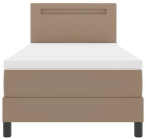 Boxspring Ágy Matraccal, Kávébarna, 100 x 200 cm, Műbőr