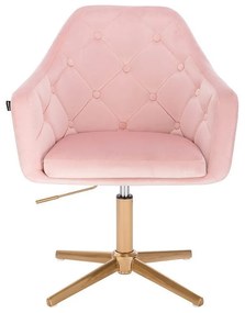 HR831CROSS Púderrózsaszín modern velúr szék arany lábbal