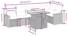 7 részes szürke polyrattan kerti ülőgarnitúra párnákkal