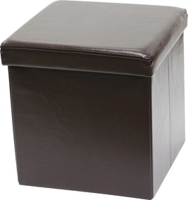 Puff Összecsukható Ülőfelület Tárolóval 38x38x38 cm Barna Ökobőr