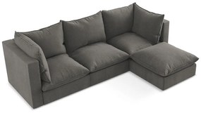 Sötétszürke sarokkanapé (jobb oldali-heverő résszel) Manao – Makamii