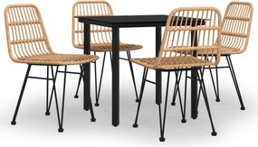 vidaXL 5 részes polyrattan kerti étkezőgarnitúra