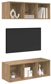 Fali TV szekrények 2 pcs kézműves tölgy 37 x 37 x 107 cm