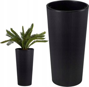 Modern Magas Virágtartó Fekete Loft betéttel H57 cm Eco fedél