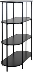 Könyvespolc,ovális polc,fekete 85x36x111cm