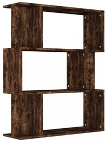 füstös tölgy színű fa könyvszekrény/térelválasztó 80x24x96 cm