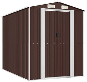 sötétbarna horganyzott acél kerti fészer 192 x 274 x 223 cm