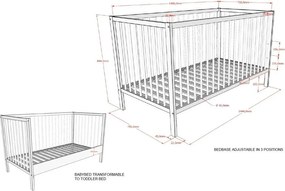 Barna bükkfa babaágy levehető oldallal-állítható magassággal 70x140 cm Dino – Vipack