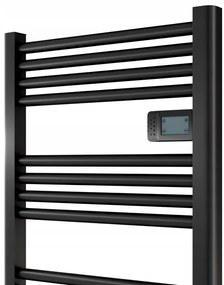 Erga Pago, elektromos radiátor 960x540 mm digitális termosztáttal, 500W, matt fekete, ERG-LAV-GRZE-E-ALU-960540-BK