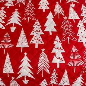 Piros ágytakaró CHRISTMAS TREES Méret: 220 x 240 cm