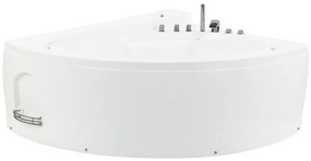 Bal oldali fehér whirlpool masszázskád LED világítással 206 x 165 cm PELICAN Beliani