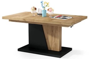 Bővíthető dohányzó- és étkezőasztal emelhető asztallappal NINO Craft tölgy/fekete