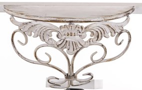 Provence krémfehér-barna fém kecses íves félkör alakú falra szerelhető fali polc 31x49x21cm