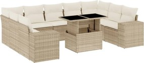 vidaXL 10 részes bézs polyrattan kerti ülőgarnitúra párnával