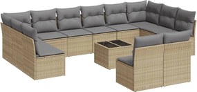 vidaXL 13 részes bézs polyrattan kerti ülőgarnitúra párnákkal