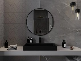 Mexen Loft kerek fürdőszobai tükör 80 cm, fekete keret - 9850-080-080-000-70