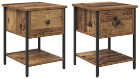 Éjjeli asztal fiókkal 2 pcs Régi fa 34 x 35,5 x 45 cm Faanyag