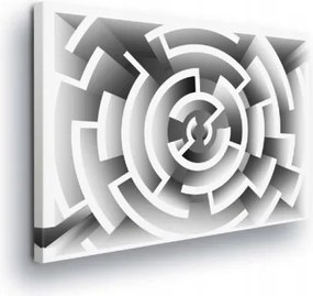Vászonkép 100x75 Labirintus absztrakt geometria fekete-fehér minimalizmus op-art