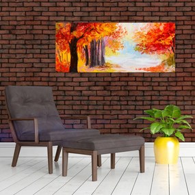 Kép - olajfestmény, színes ősz (120x50 cm)