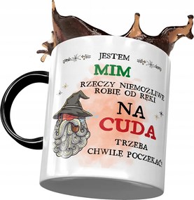 Fekete Bögre Mima A Csodákra Várni Kell Nyomtatott Fotóval