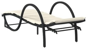 fekete polyrattan napozóágy párnával 60 x 199 x 42 cm