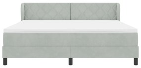 Boxspring Ágy Matrac Világosszürke 180x200 cm, Bársonyos
