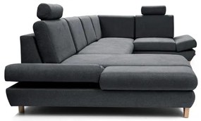 U-alakú, kihúzható kárpitozott sarokgarnitúra tárolóhellyel AVESTA, antracit