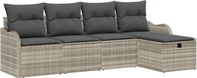 vidaXL Kerti Kanapé Szett párnával 5 pcs Világosszürke Poli rattan