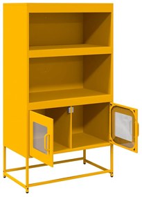 Highboard Mustársárga 68x39x123 cm Acél