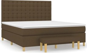 vidaXL sötétbarna szövet rugós ágy matraccal 160 x 200 cm